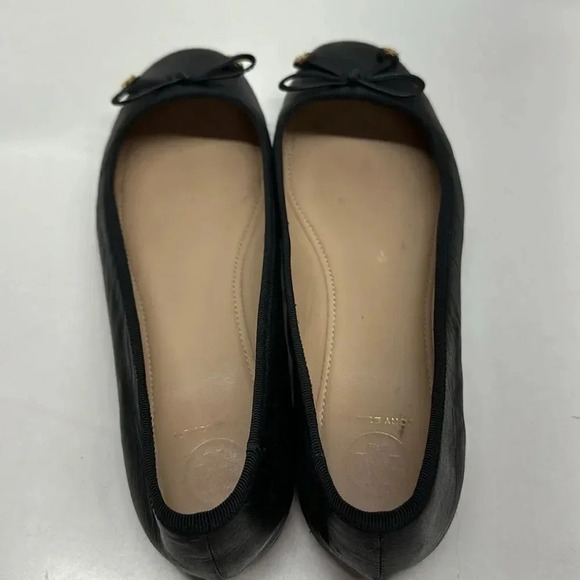 Tory Burch Laila Driver Nappa Leather Grosgrain Ballet Flats Shoes Black 8.5 - Picture 4 of 12